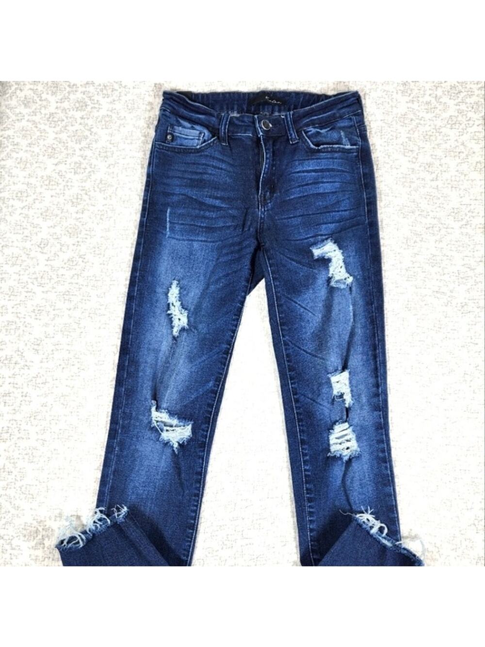KanCan Dark Wash Distressed Raw Edge Cut# J-304 Jeans Size 26